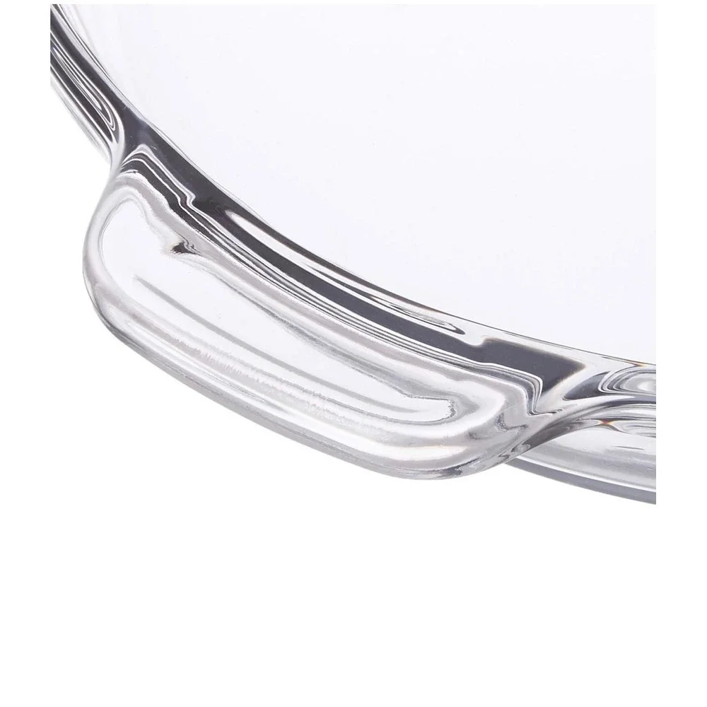Anchor Hocking 9.5 Inch Clear Glass Pie Dish with Handles Scalloped Edge USA